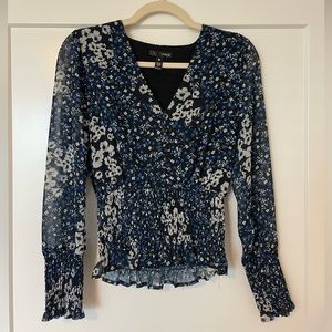 Aqua Blue Floral Top